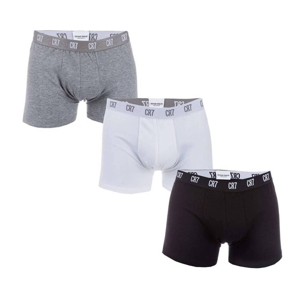 NEW CR7 men's trunk cotton stretch boxers - 3 pack in black/white